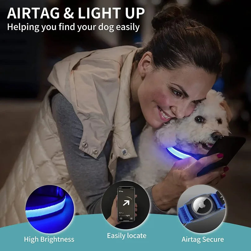 Apple AirTag LED Dog Collar by The Paw Prime