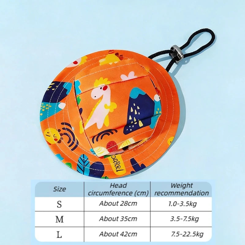 Adjustable Cute Print Dog Hat for Small & Medium Dogs