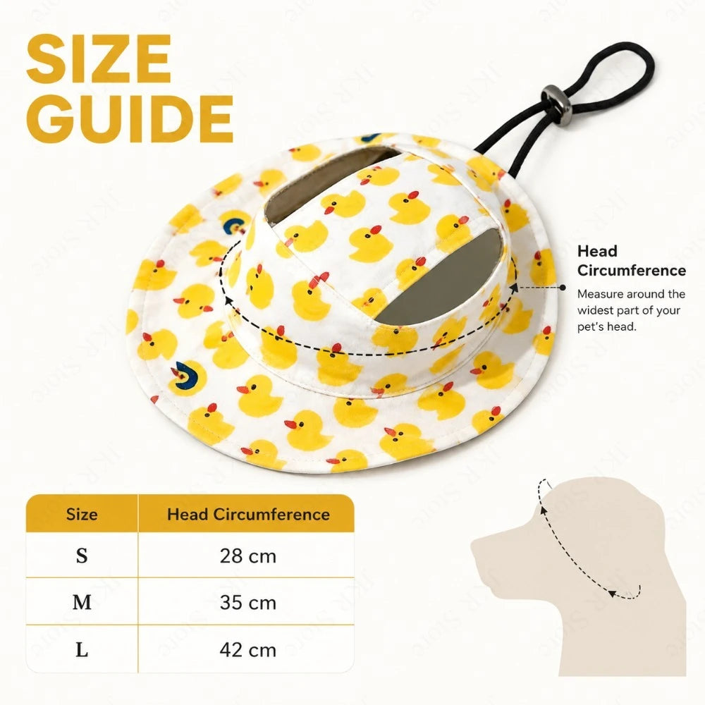 Adjustable Cute Print Dog Hat for Small & Medium Dogs