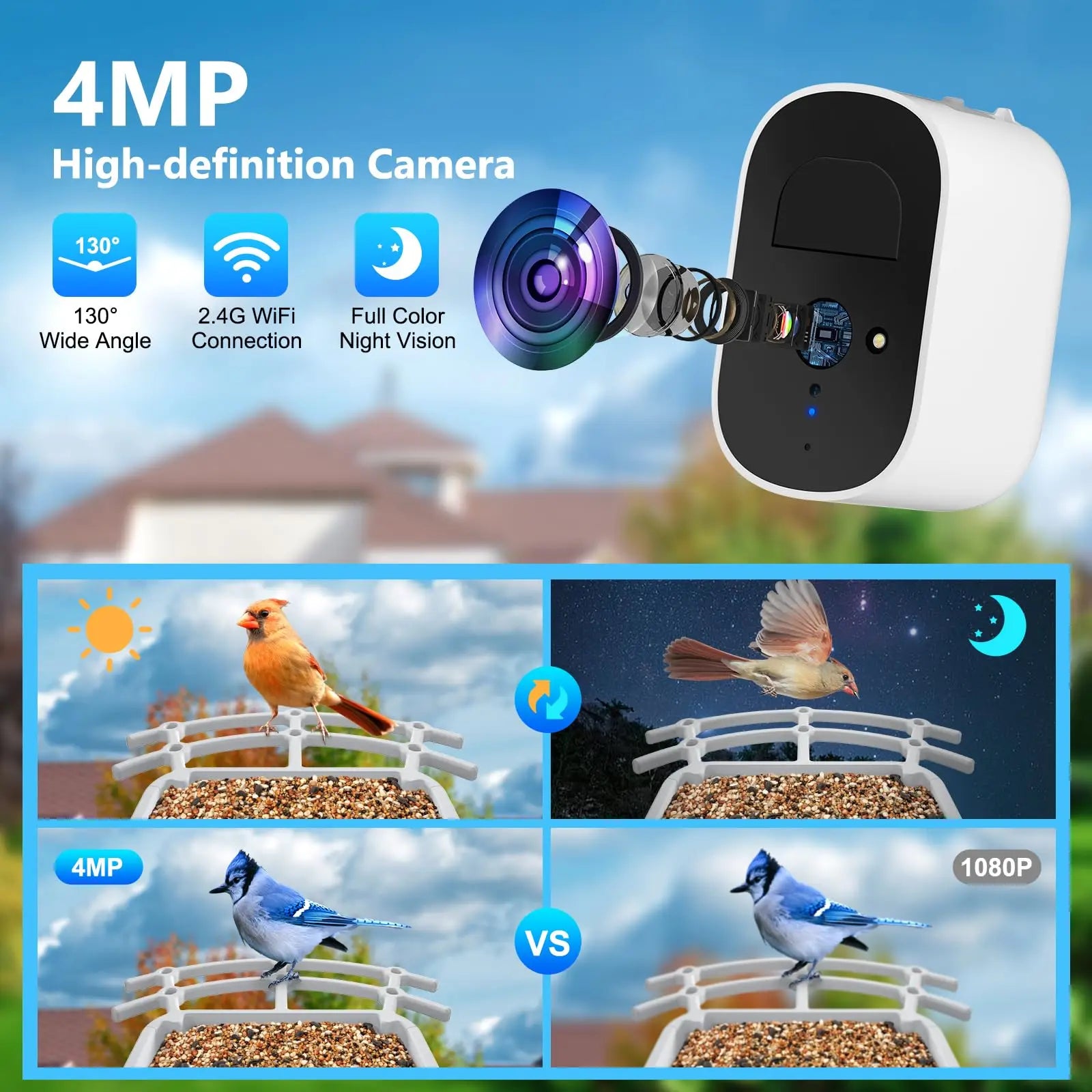 2.4G WiFi Smart Bird Feeder with Camera