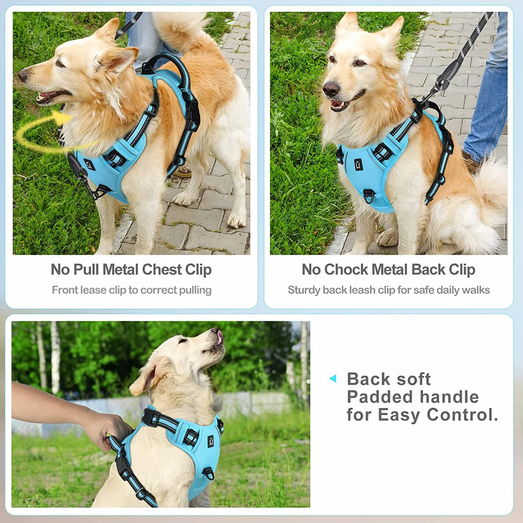 No-Pull Dog Harness — Adjustable Soft Padded Vest with Easy Control Handle!