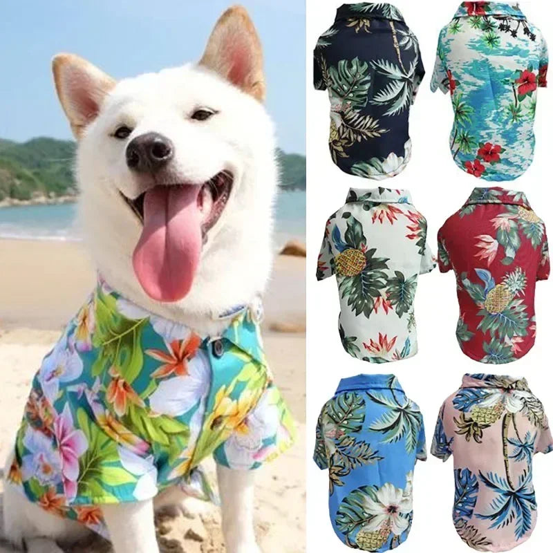 Hawaiian Style Chiffon Dog Shirt