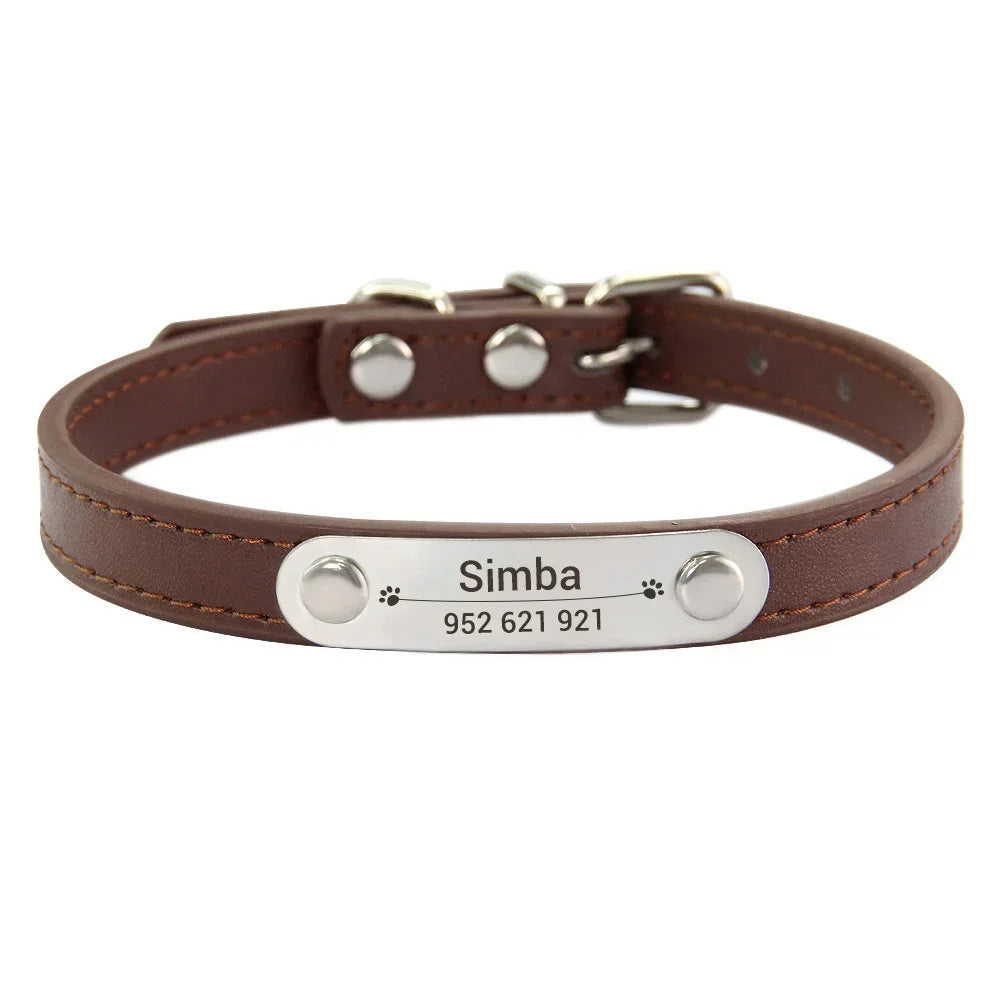 Personalized Engraved Leather Dog Collar — Stylish, Custom & Made to Last!