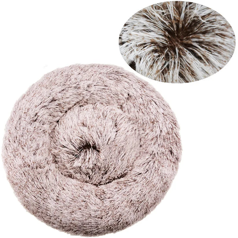 Round Plush Pet Bed — Super Soft Winter Warm Sleeping Bed for Dogs & Cats (6 Sizes, 40-90cm)!