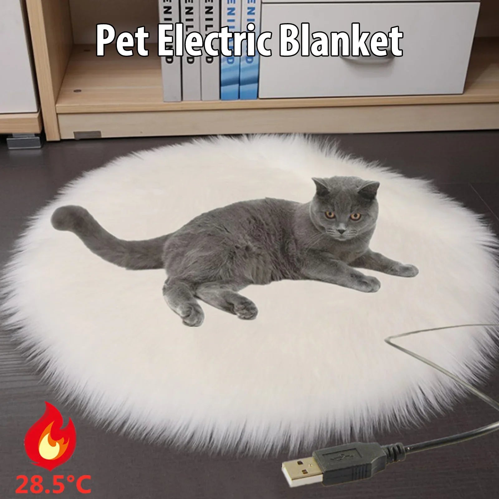Pet Heating Pad – Constant Temp USB Plush Mat (28°C)