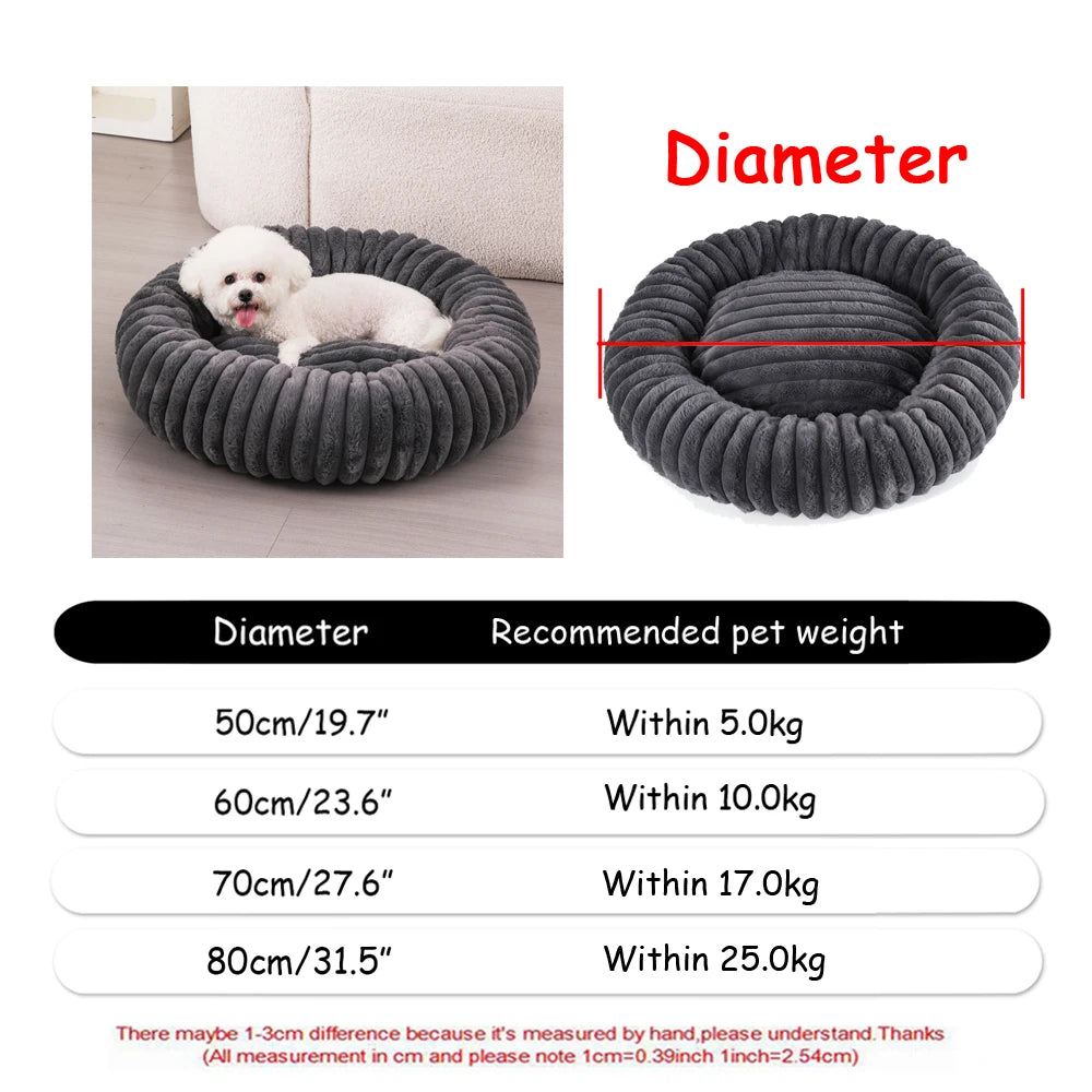 Round Plush Pet Bed — Super Soft Winter Warm Sleeping Bed for Dogs & Cats (6 Sizes, 40-90cm)!