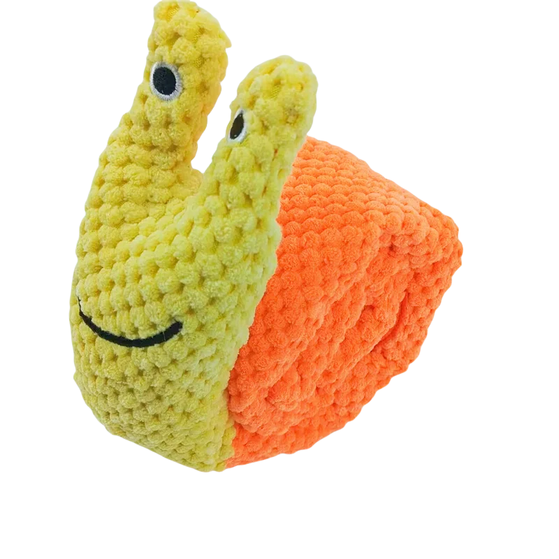 Snail Dog Puzzle Feeder & Squeaky Plush Toy — Foldable, Indestructible & Slow-Feed Fun!
