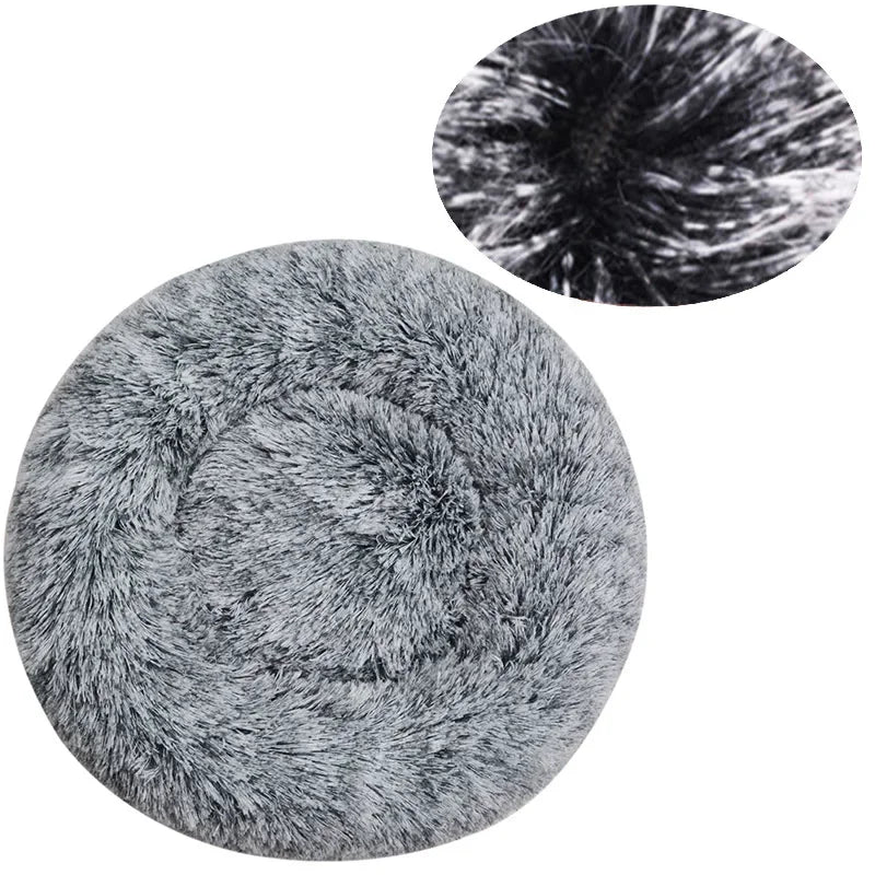 Round Plush Pet Bed — Super Soft Winter Warm Sleeping Bed for Dogs & Cats (6 Sizes, 40-90cm)!