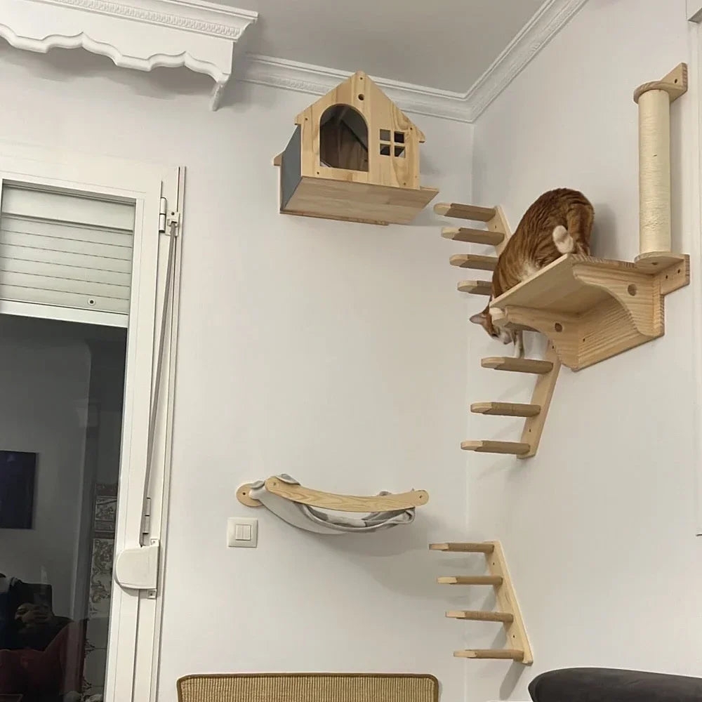Wooden Cat Climbing Shelves (Wall Mount)