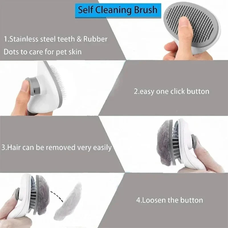 Self-Cleaning Pet Brush & Dematting Comb for Dogs & Cats — Grooming Made Easy!