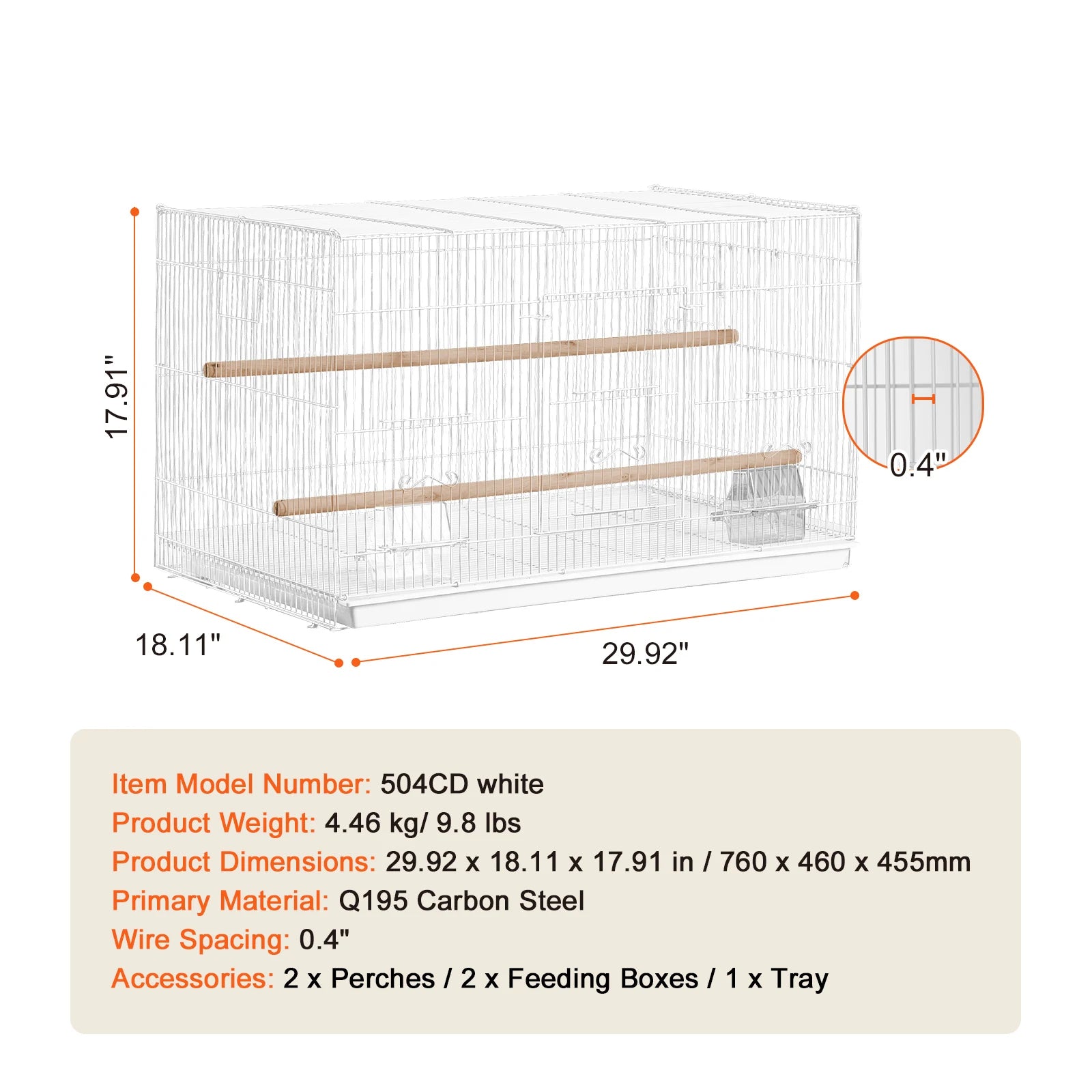 SucceBuy 30in Bird Cage with Divider