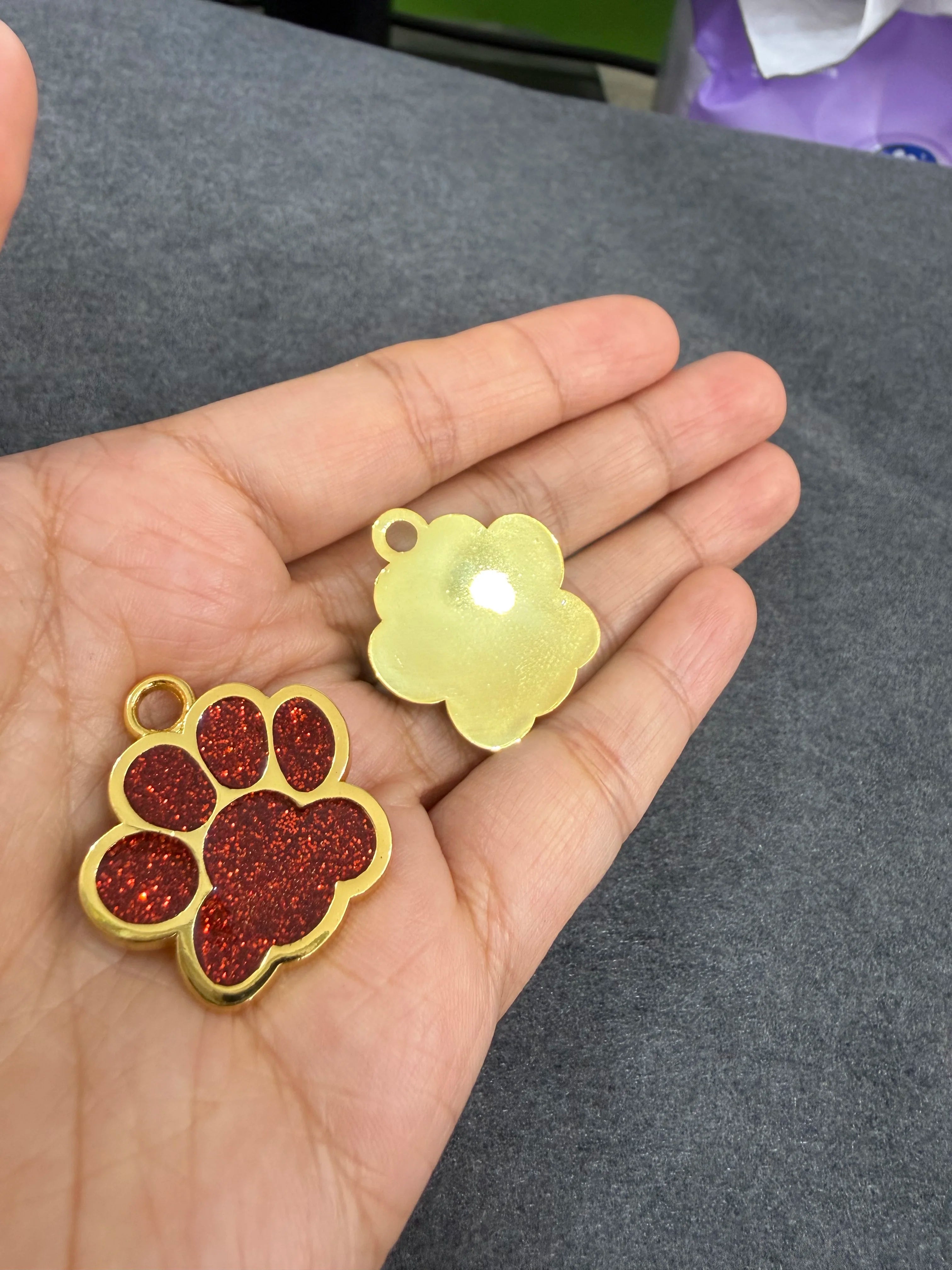 Pet ID Tags - Paw Glitter 1 Pack (Name + Phone)