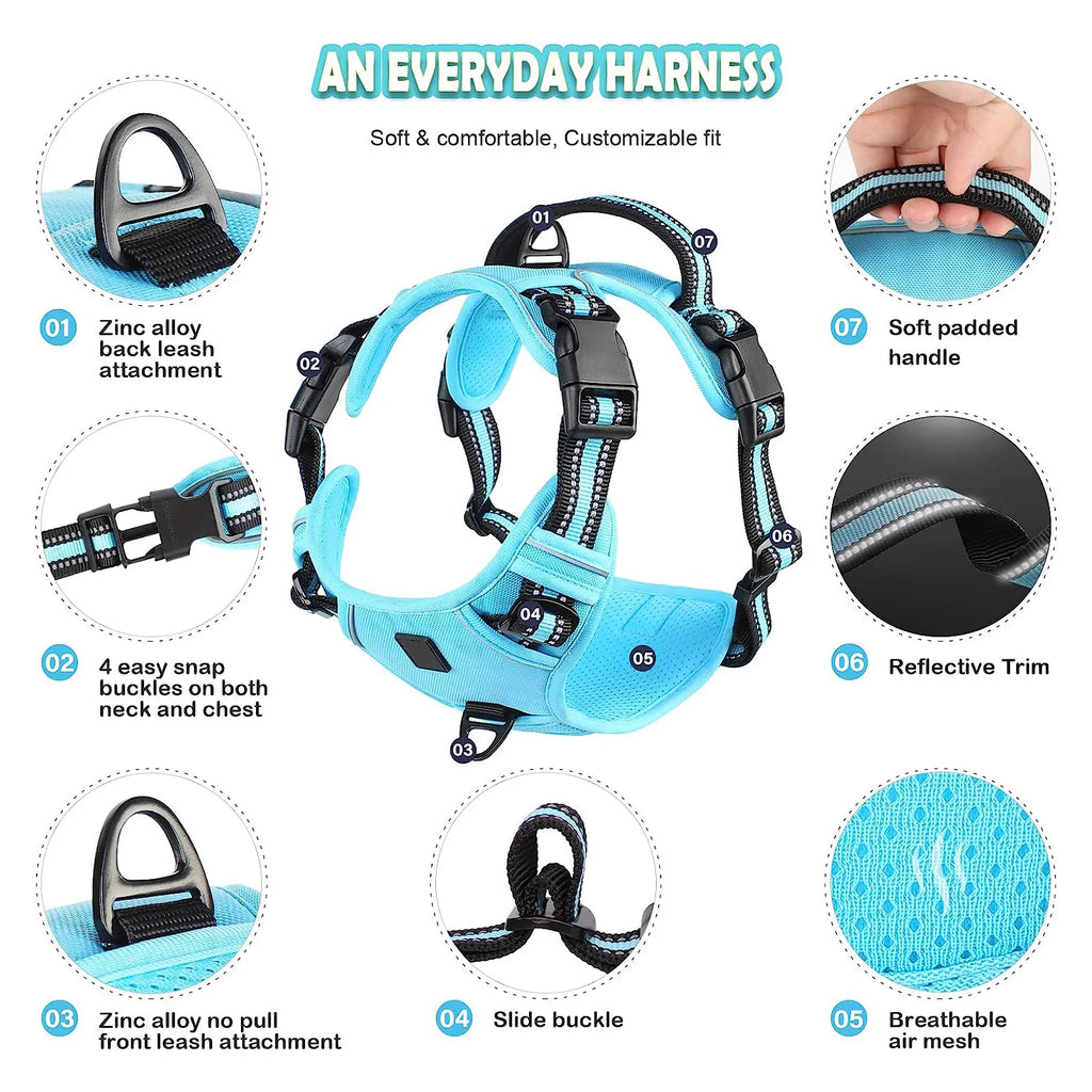 No-Pull Dog Harness — Adjustable Soft Padded Vest with Easy Control Handle!