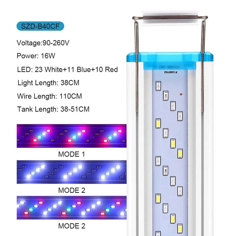 Ultra-Thin Clip-On LED Aquarium Light — Full Spectrum Plant Growth Lamp (18-75cm Expandable)!