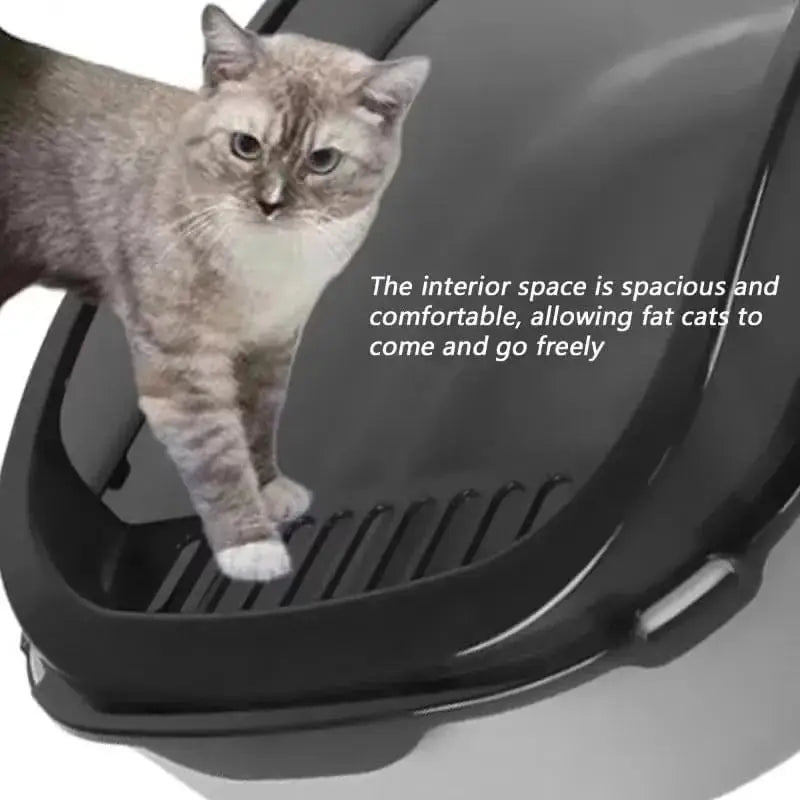 Semi-Enclosed Cat Litter Box Splashproof Kitten Tray