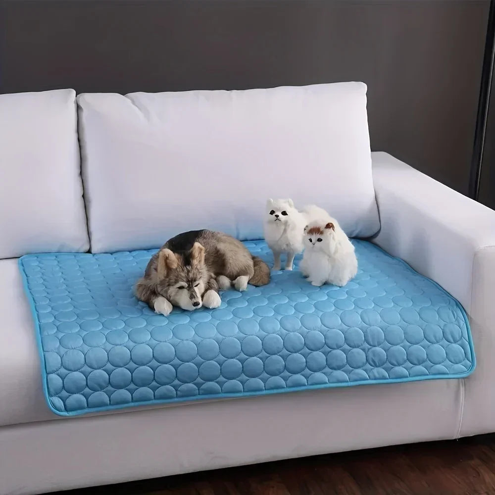 Summer Pet Cooling Mat — Ice Silk Breathable Sleeping Pad for Dogs & Cats!