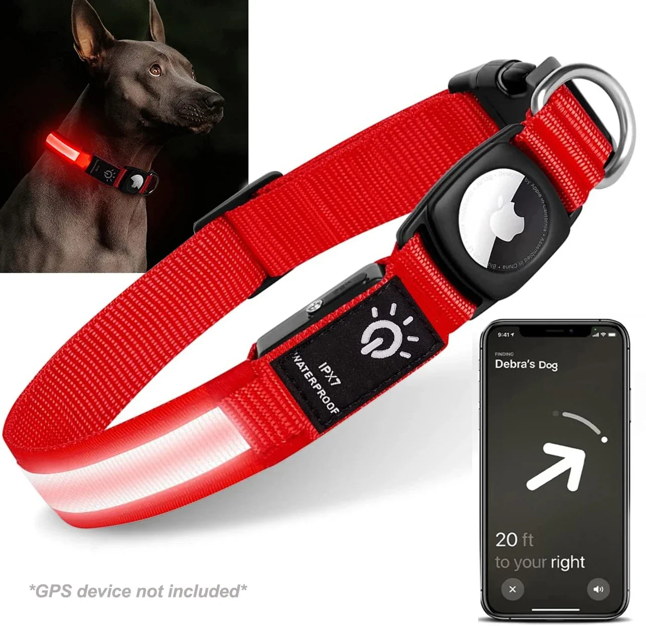 Apple AirTag LED Dog Collar by The Paw Prime