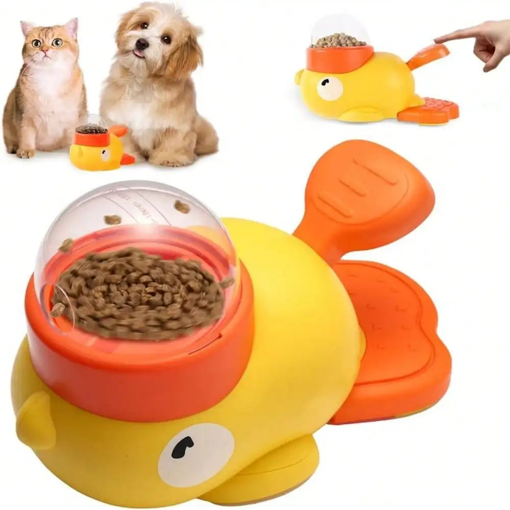 2-In-1 Duck Slow Feeder Bowl & Puzzle Toy for Dogs — Anti-Gulping + Treat Dispenser (Yellow)