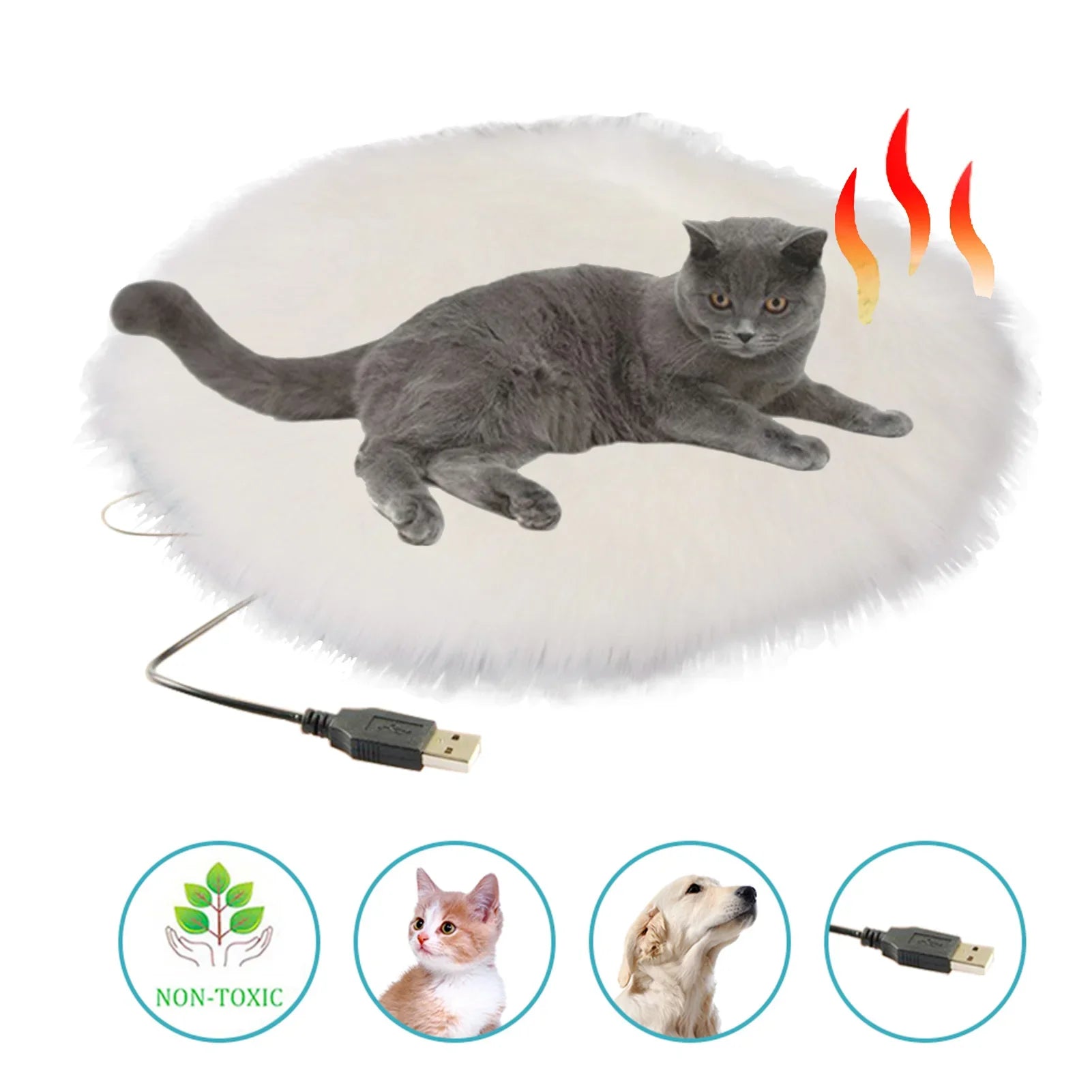 Pet Heating Pad – Constant Temp USB Plush Mat (28°C)