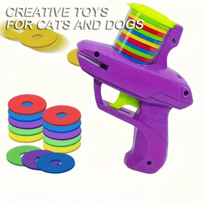 Funny Cat Toys: Turnip Gun with 15 Foam Frisbees