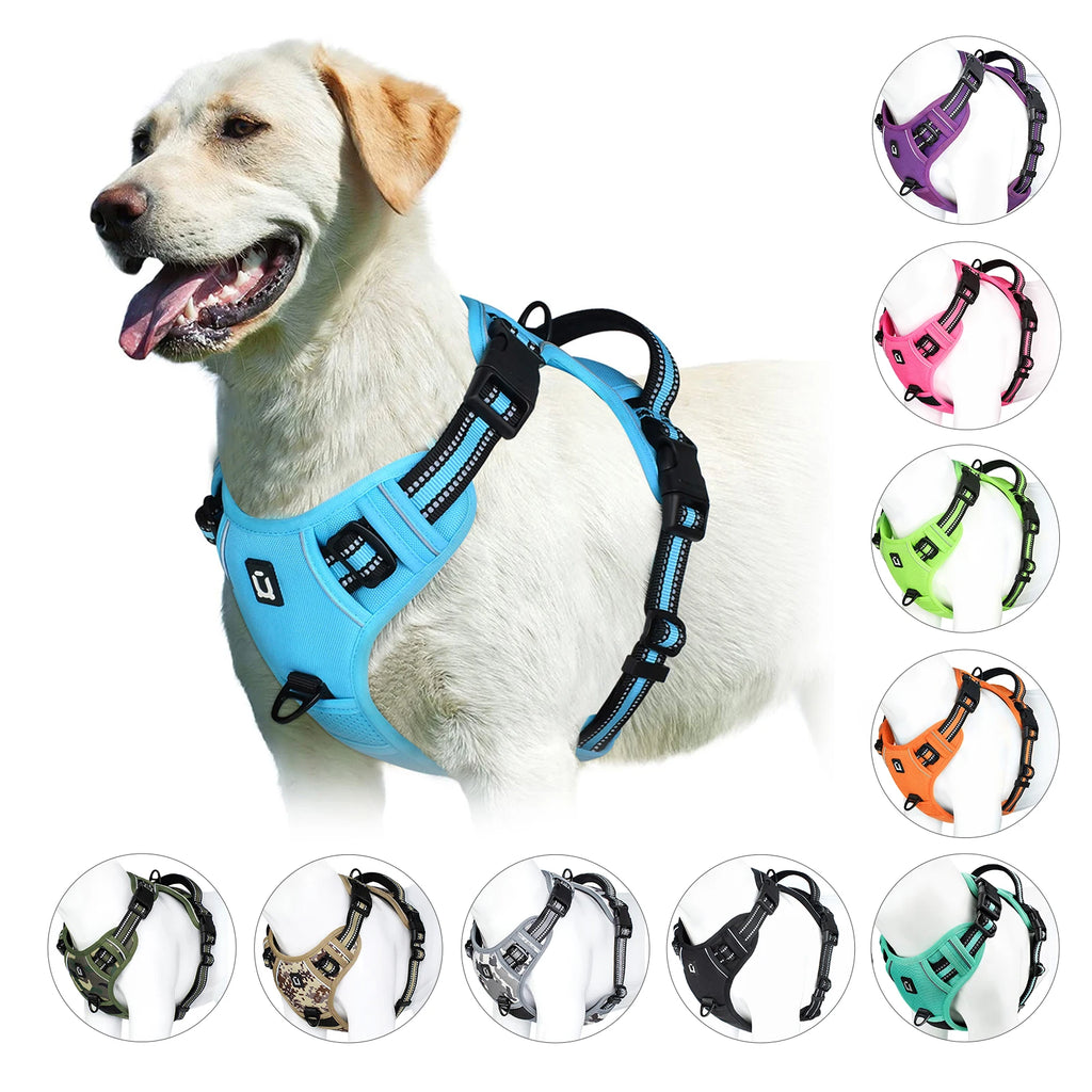 No-Pull Dog Harness — Adjustable Soft Padded Vest with Easy Control Handle!