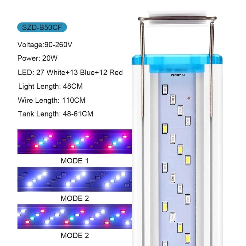 Ultra-Thin Clip-On LED Aquarium Light — Full Spectrum Plant Growth Lamp (18-75cm Expandable)!