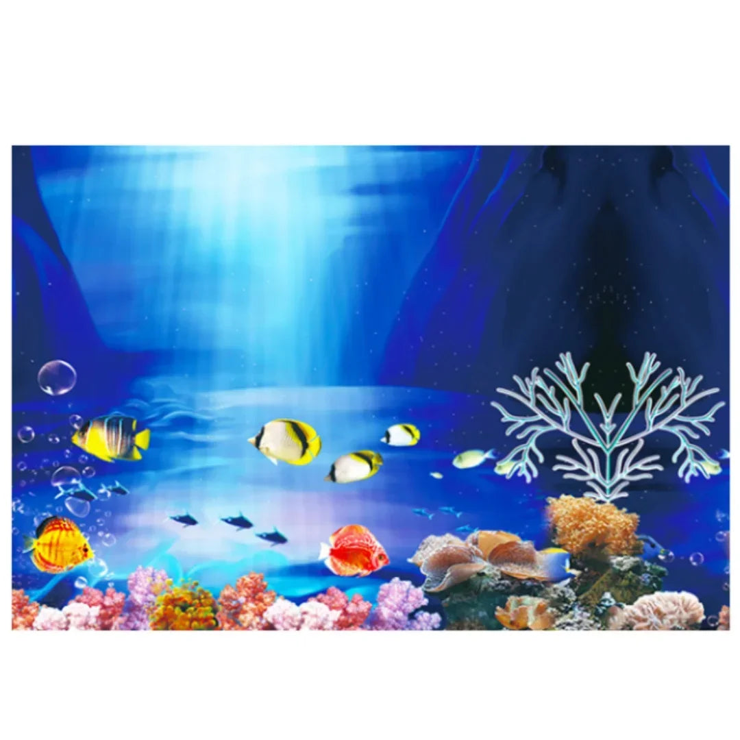3D Aquarium Background Sticker & Fish Tank Decoration Poster — Double-Sided Ocean & Plant Landscape!