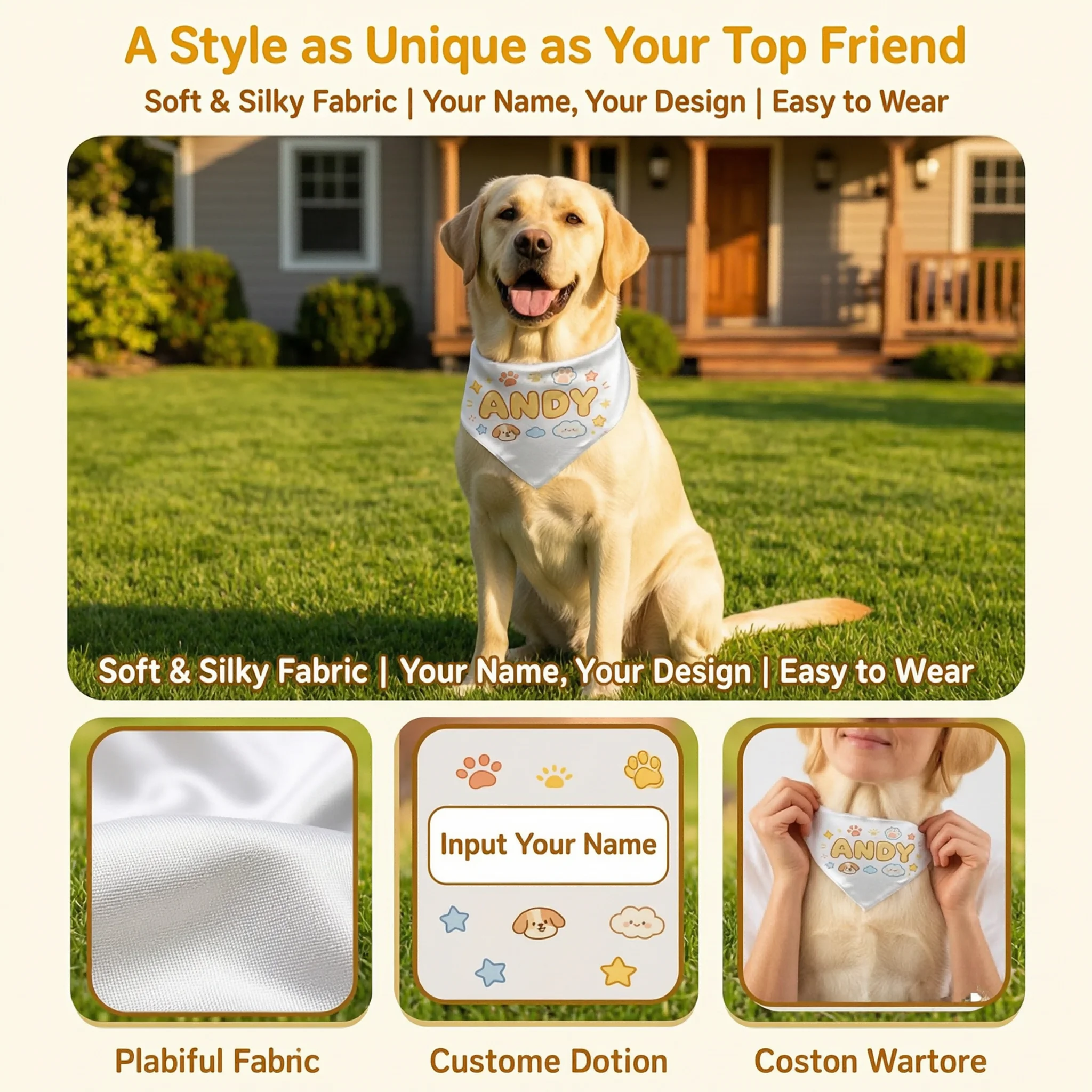 Custom Dog Bandana Puppy Bibs Scarf