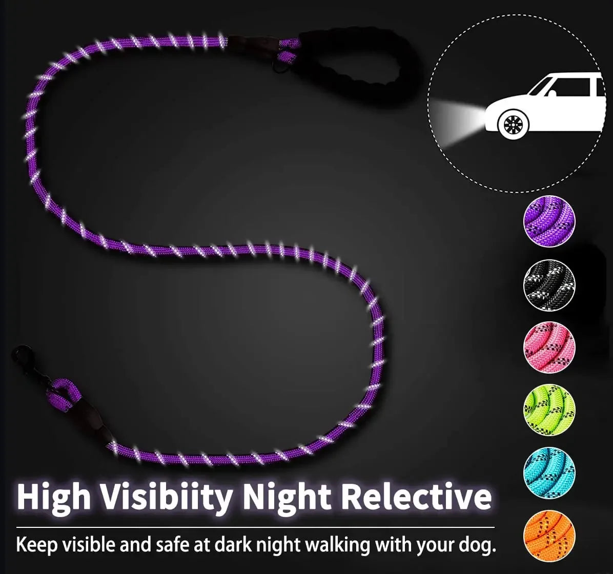 Strong Reflective Dog Leash for All Sizes — Durable, Safe & Built for Every Adventure!