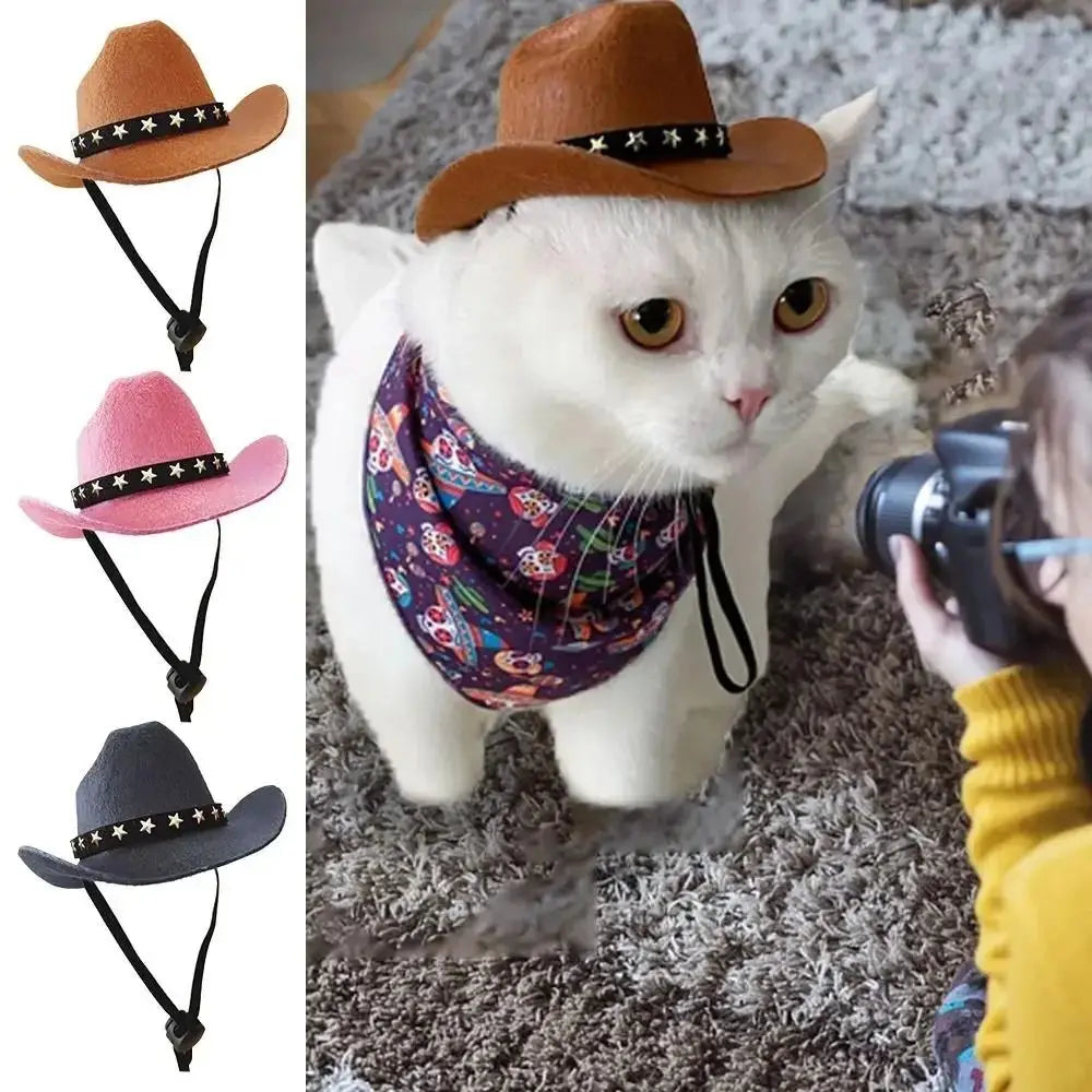 Pet Cowboy Hat - Adjustable, Small Dog & Cat