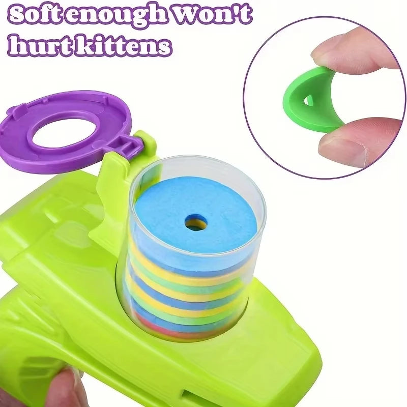 Funny Cat Toys: Turnip Gun with 15 Foam Frisbees