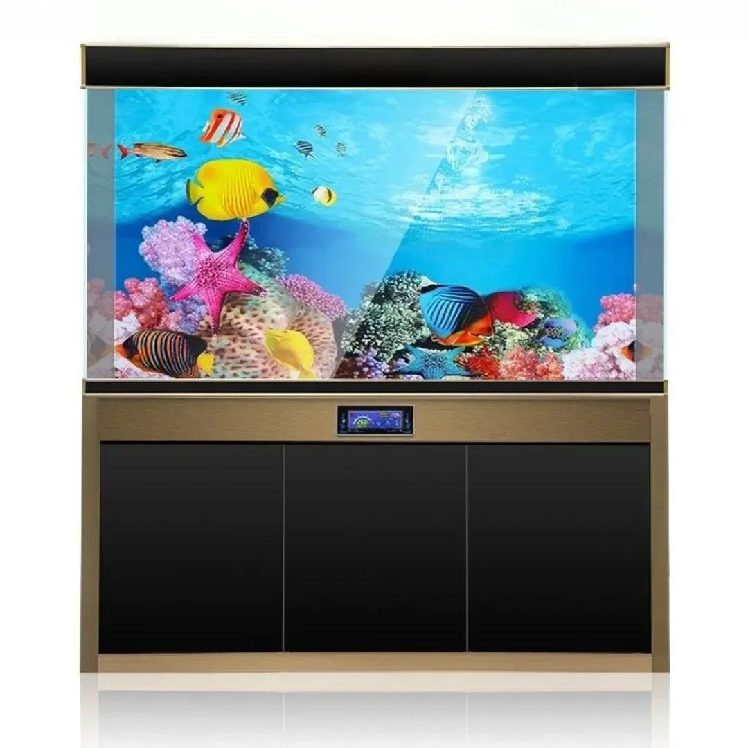 3D Aquarium Background Sticker & Fish Tank Decoration Poster — Double-Sided Ocean & Plant Landscape!