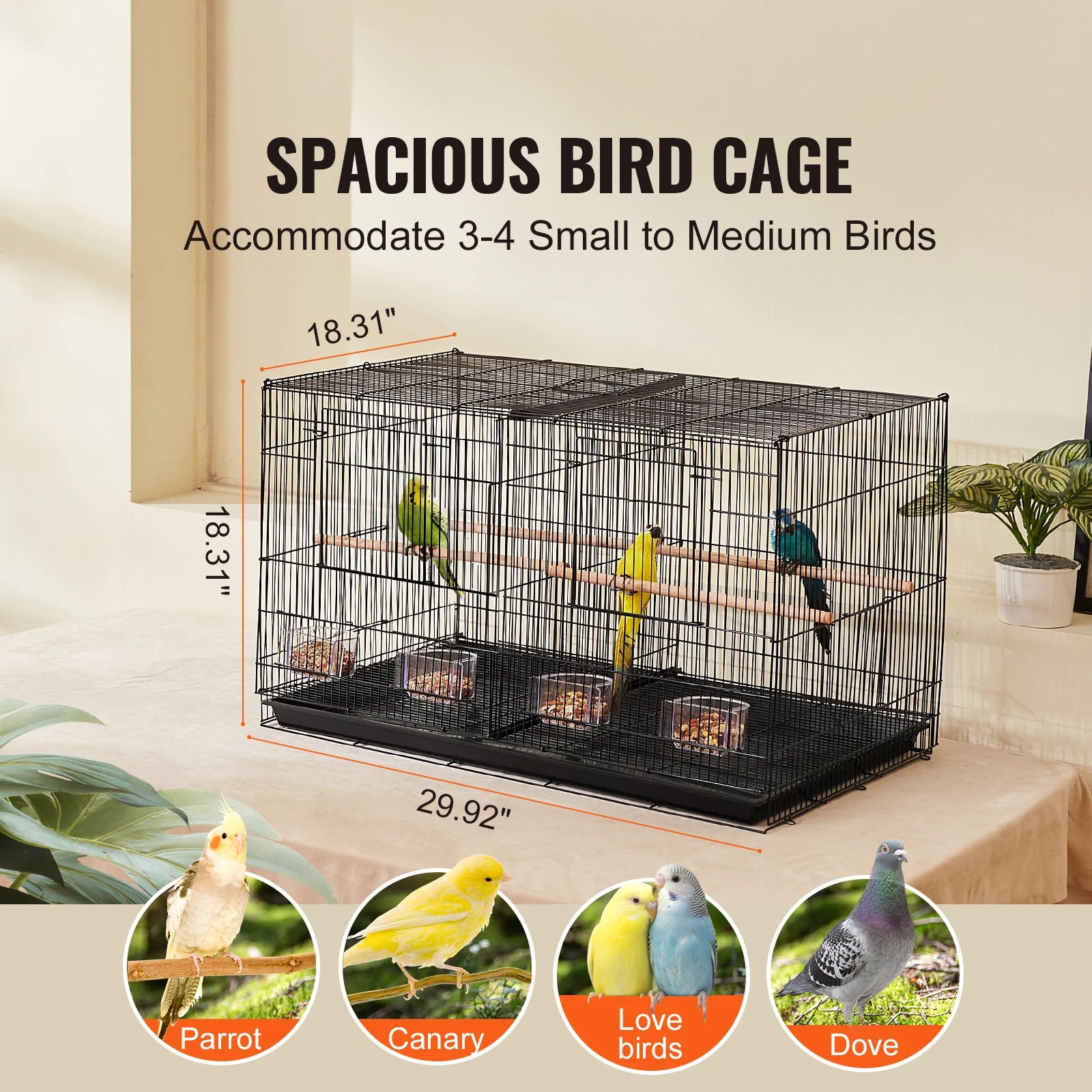 SucceBuy 30in Bird Cage with Divider