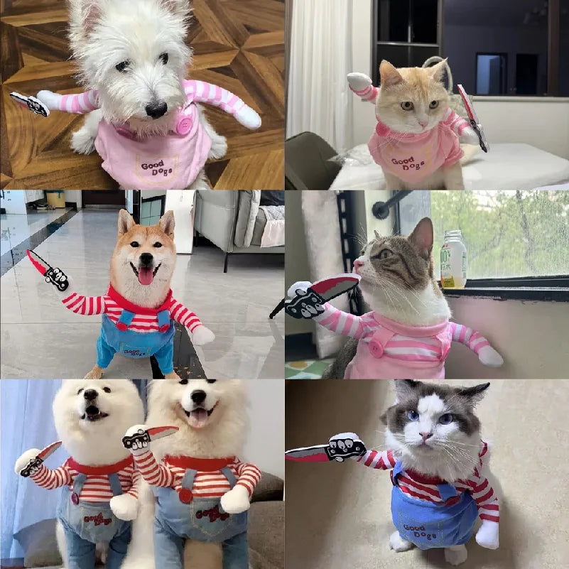 Christmas Pet Cosplay Costume — Funny Holiday Dress-Up Clothes for Small Dogs & Cats!