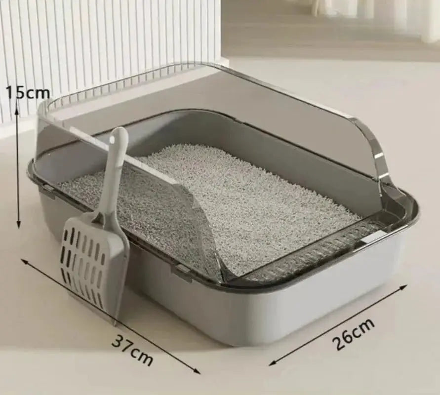 Semi-Enclosed Cat Litter Box Splashproof Kitten Tray