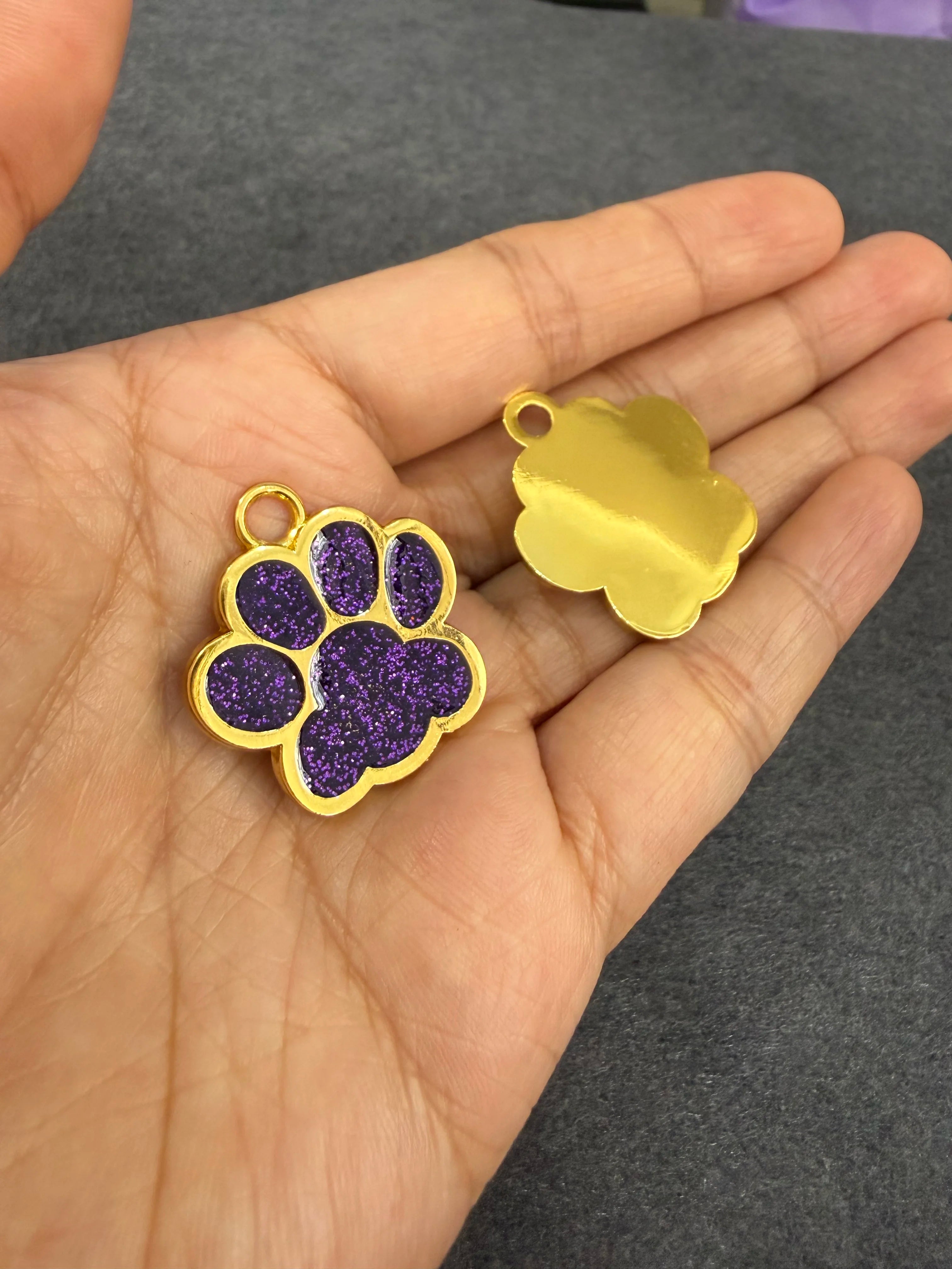 Pet ID Tags - Paw Glitter 1 Pack (Name + Phone)