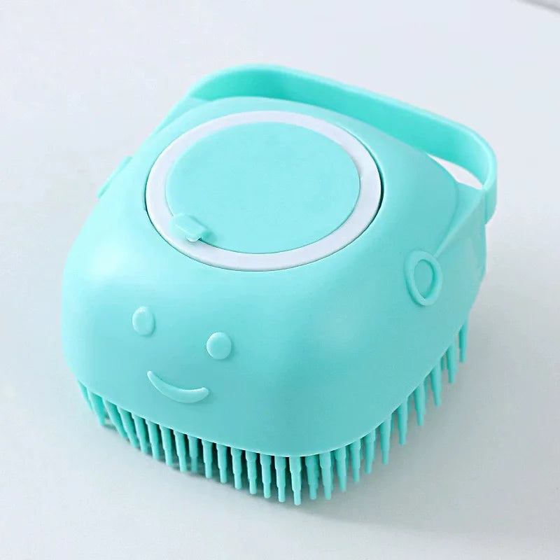 Dog Bathing Brush & Shampoo Dispenser — Soft Silicone Massage Brush for Dogs & Cats!