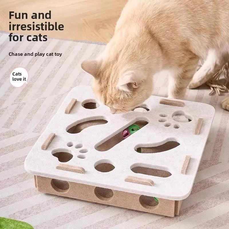 Cat Puzzle Feeder Box with Ball