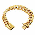 Gold Stainless Steel Dog Collar 19mm Wide